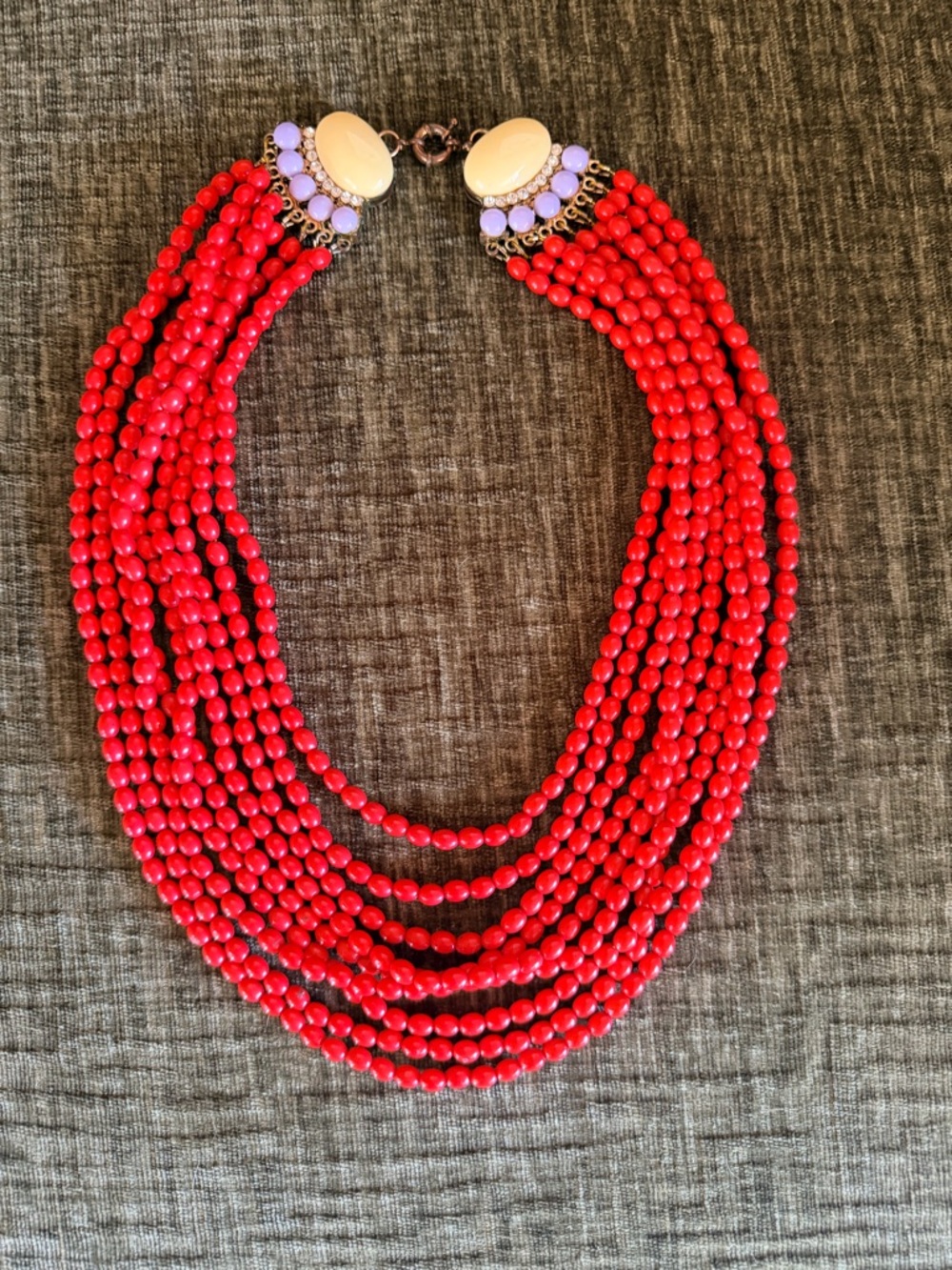 Anthropologie Red Statement Beaded Necklace - Women Jewelry